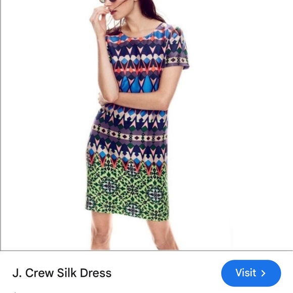 J Crew Silk Geometric Dress - Picture 1 of 5